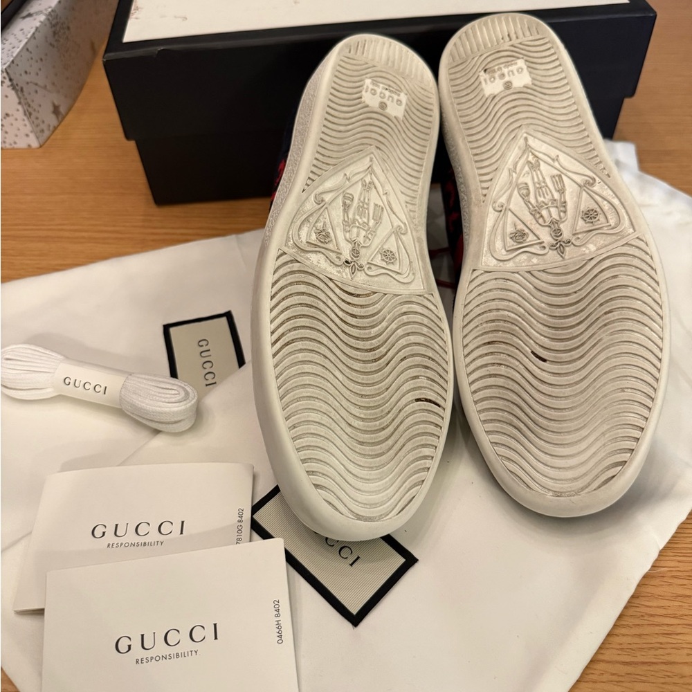 Gucci ace GG terry cloth navy/red size 37 (7-7.5 US) Sneakers with box etc - Picture 7 of 8